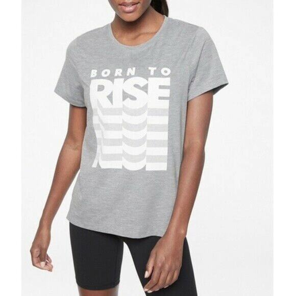 Athleta Born To Rise Gray Graphic Short Sleeve T-shirt Size Small - Picture 1 of 7